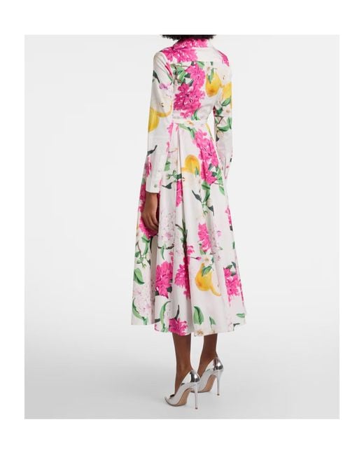 Leo Pink Zara Belted Printed Cotton Midi Dress