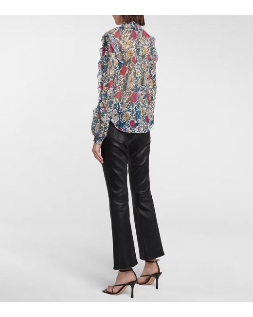 Veronica Beard Multicolor Abuela Floral Print Blouse