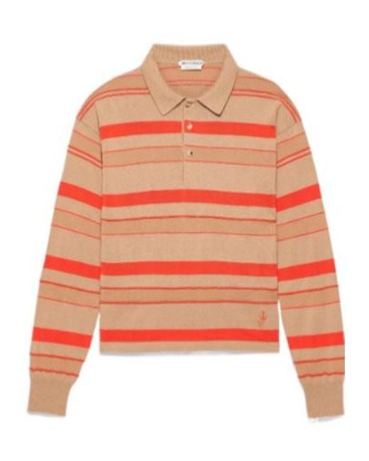 J.W. Anderson Orange Knitted Striped Rugby Polo Top for men