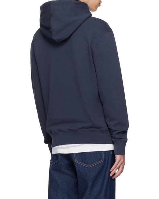 Maison Kitsuné Blue Maison Kitsuné Fox Head Patch Drawstring Hoodie for men