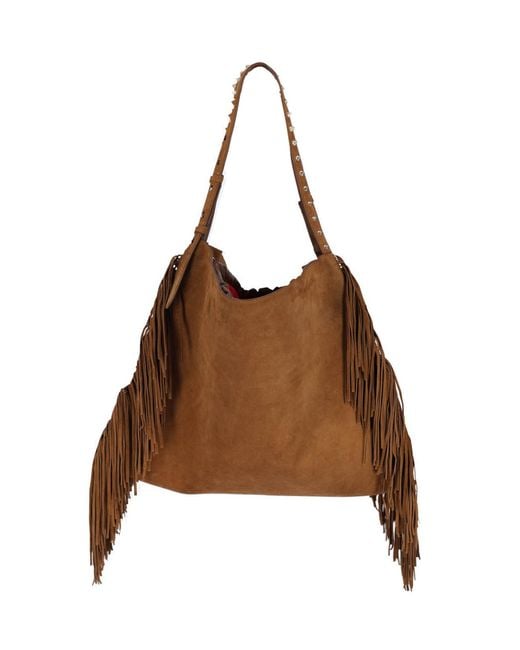 Christian Louboutin Brown Baggy Fringed Edge Tote Bag