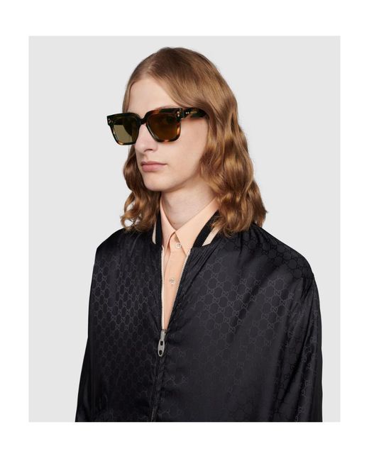 Gucci Metallic Eyewear Rectangular Frame Sunglasses for men