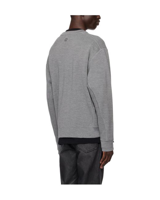 Wooyoungmi Gray Y-Neck Knitted Cardigan for men