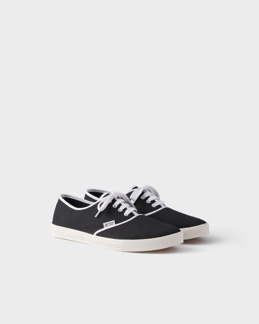 Prada Black Drill Lace-Up Sneakers for men