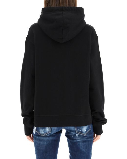 DSquared² Black Spray-Paint Icon Print Hoodie