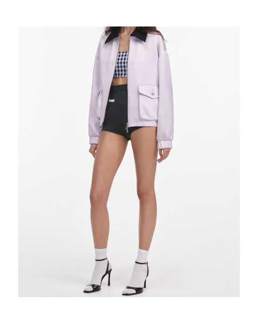 Self-Portrait Pink Contrast-Collar Jacket