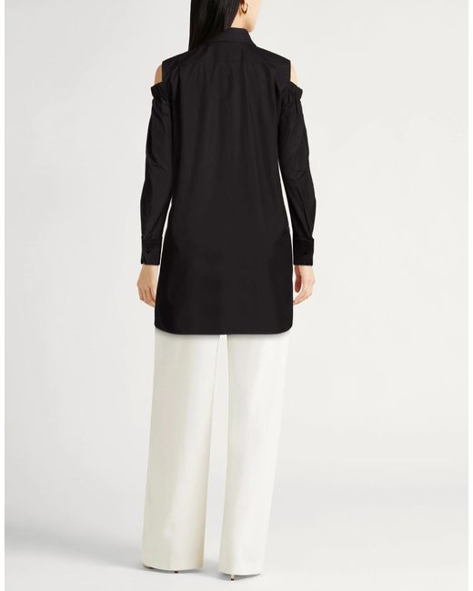 Max Mara Black Off-Shoulder Long Sleeve Solid Shirt