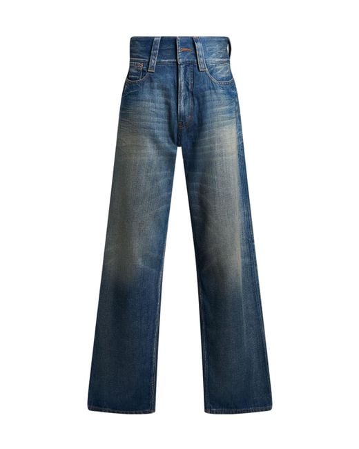 MM6 by Maison Margiela Blue Plain Colour Denim Trousers