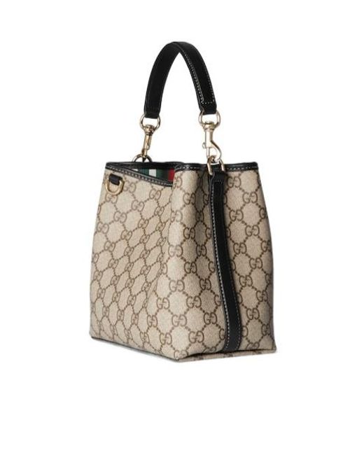 Gucci Natural Gg Emblem Small Bucket Bag