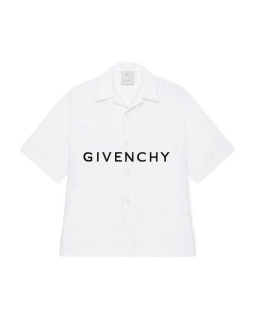 Givenchy White Logo Printed Short-Sleeved Shirt for men