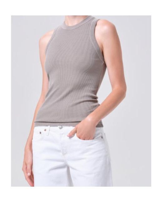 Agolde Blue Leigh Ribbed Tank Top