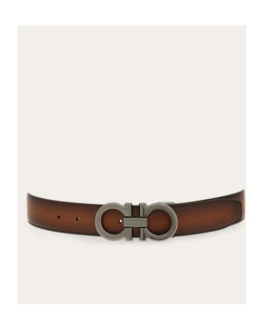 Ferragamo White Reversible And Adjustable Belt With Rectangular Buckle for men