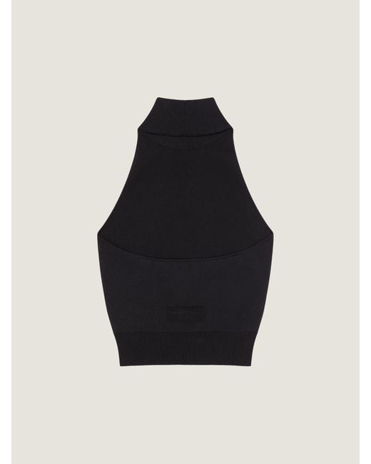 Givenchy Black Mock-Neck Knit Halter Top