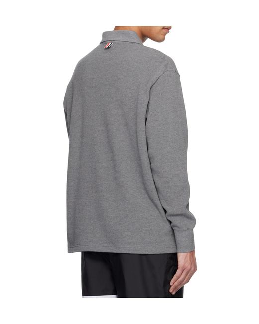 Thom Browne Gray Logo Patch Polo Shirt for men