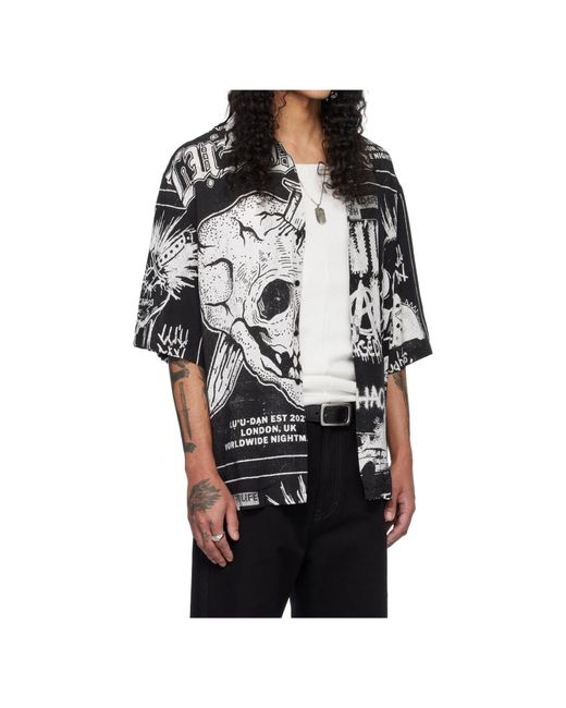Lu'u Dan Black Printed Short-Sleeved Shirt for men