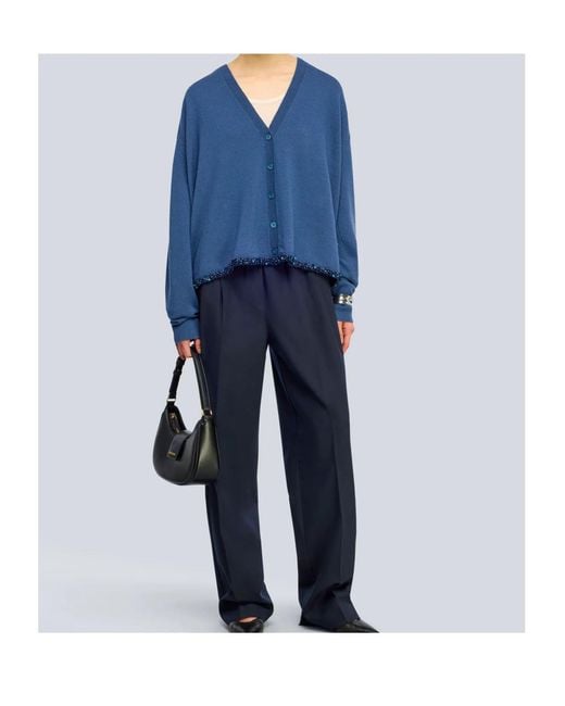 Semicouture Blue Straight-Leg Casual Trousers