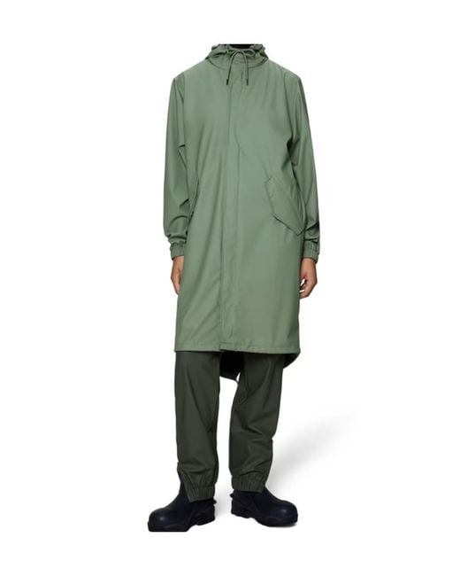 Rains Green Hooded Waterproof Jacket