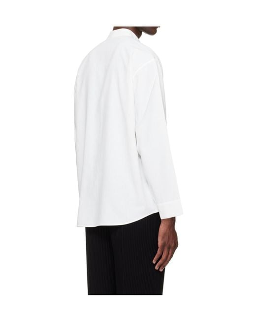 Homme Plissé Issey Miyake White Band-Collar Shirt for men