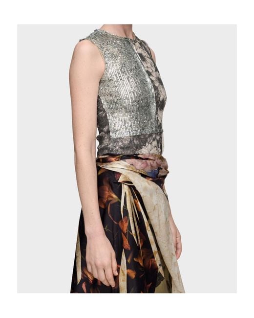 Maison Margiela Gray Sequined Sleeveless Top