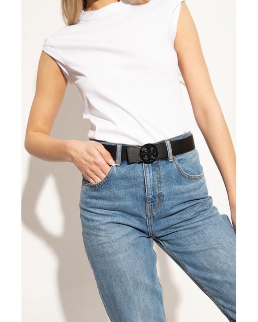 Tory Burch White 15 Miller Powder Coated Belt