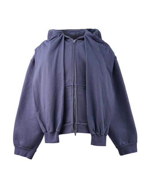 Balenciaga Blue Zip-Up Long-Sleeved Hoodie for men