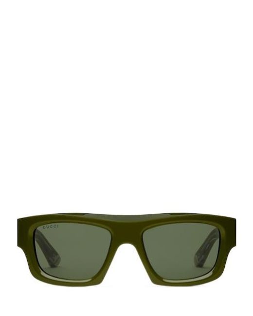 Gucci Green Rectangular Frame Sunglasses for men