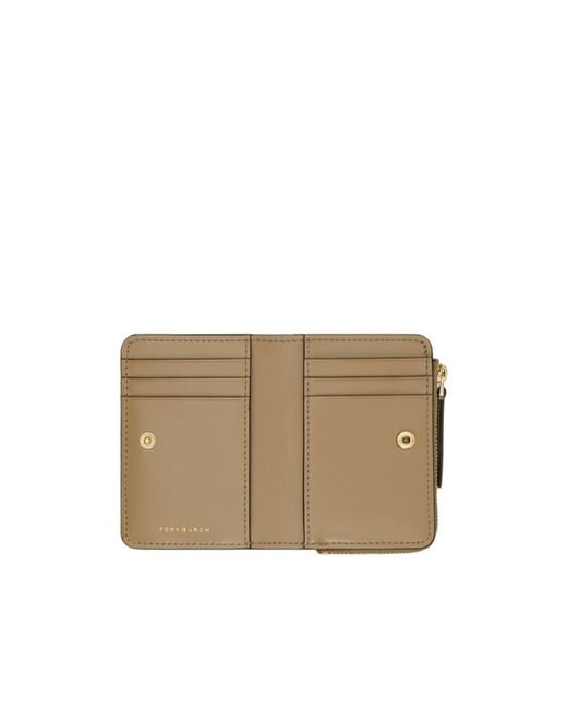 Tory Burch Natural Kira Logo Plaque Quilted Wallet