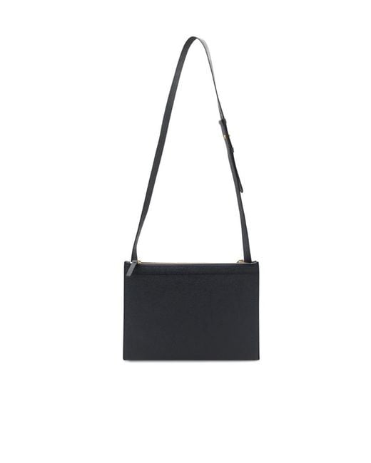 Thom Browne White Logo-Print Leather Cross Body Bag