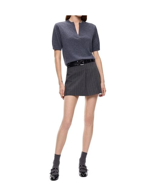 Pinko Blue Short-Sleeve V-Neck Sweater