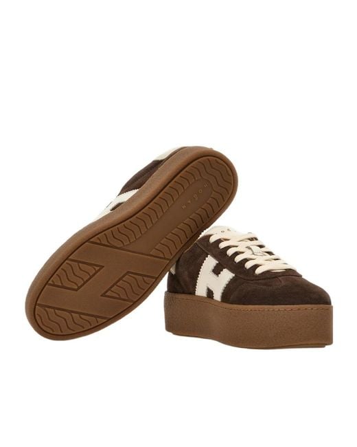 Hogan Brown Side H Patch Sneakers