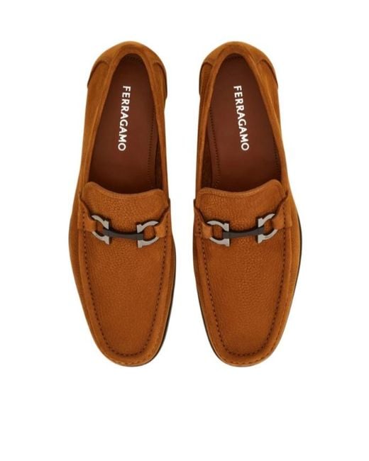 Ferragamo Brown Gancini Buckle Loafer for men