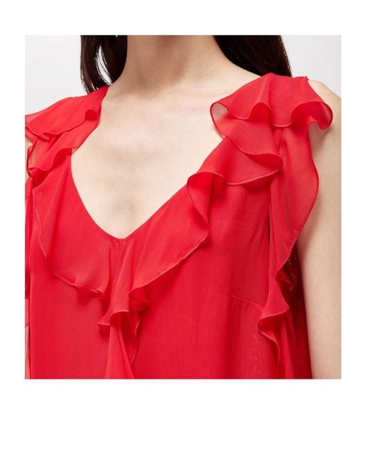 Blugirl Blumarine Red Ruffled Georgette Top