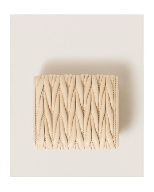 Miu Miu Natural Small Matelassé Nappa Leather Wallet