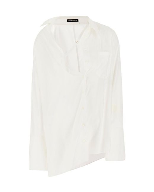 Ann Demeulemeester White Long-Sleeved Button-Up Shirt