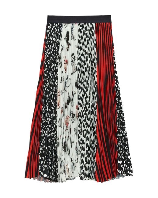 MSGM Red Patchwork-Print Skirt