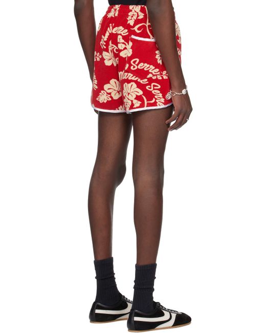 MARINE SERRE Red Towel Shorts for men