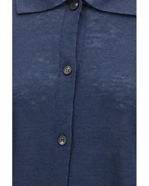 Max Mara Blue Collared Buttoned Cardigan