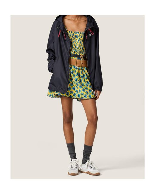 Miu Miu Black Lightweight Zipped Hooded Jacket