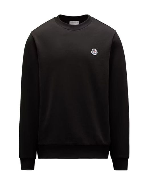 Moncler Black Logo Patch Crewneck Sweatshirt for men