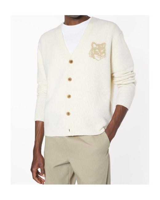 Maison Kitsuné White Maison Kitsuné Long Sleeve Buttoned Jumper for men
