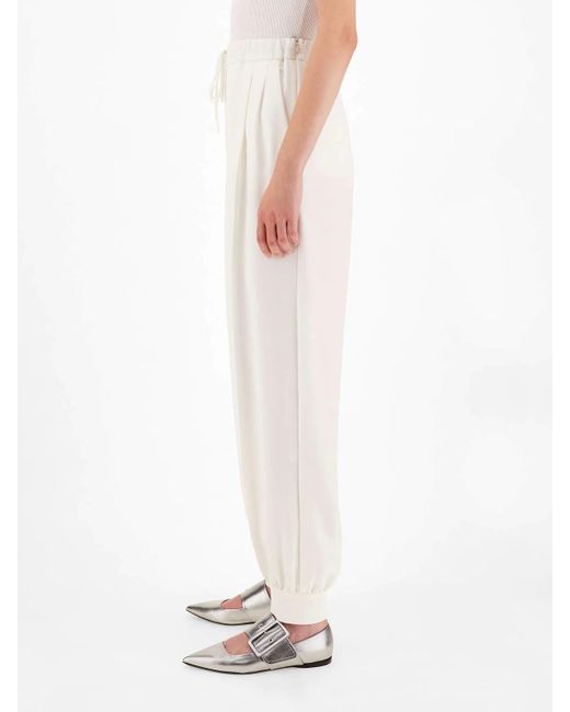 Max Mara White Elastic Band Design Casual Pants