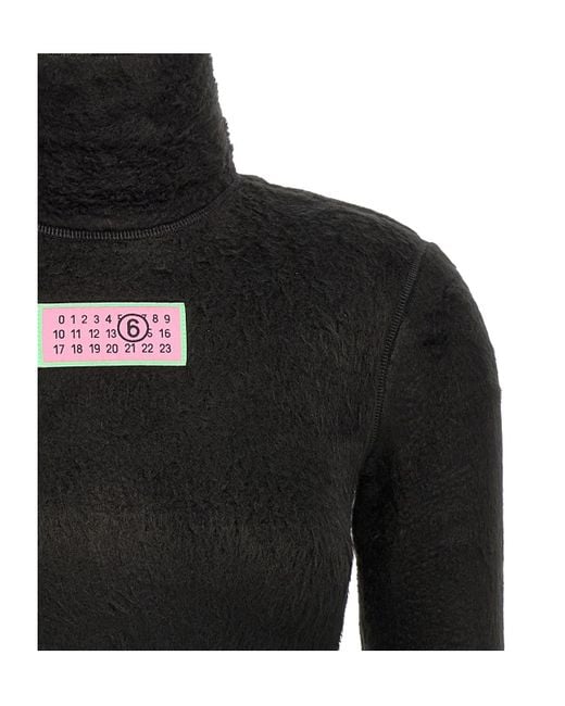 MM6 by Maison Margiela Black Turtleneck Fur-Effect Jumper