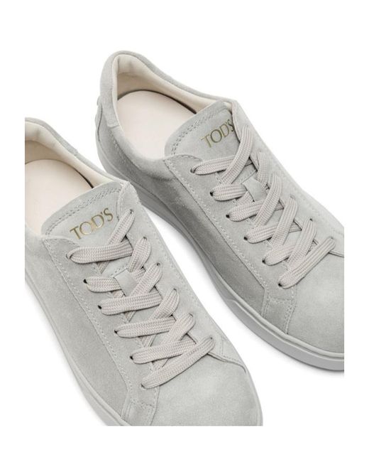 Tod's Gray Panelled Suede Sneakers