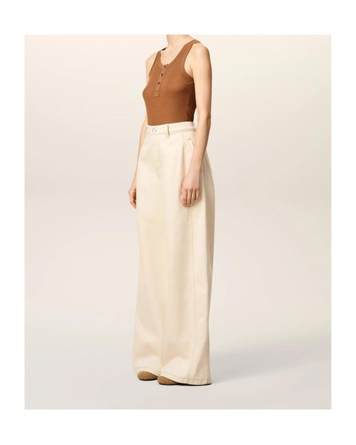 AMI Natural Ami Logo Patch Wide-Leg Jeans