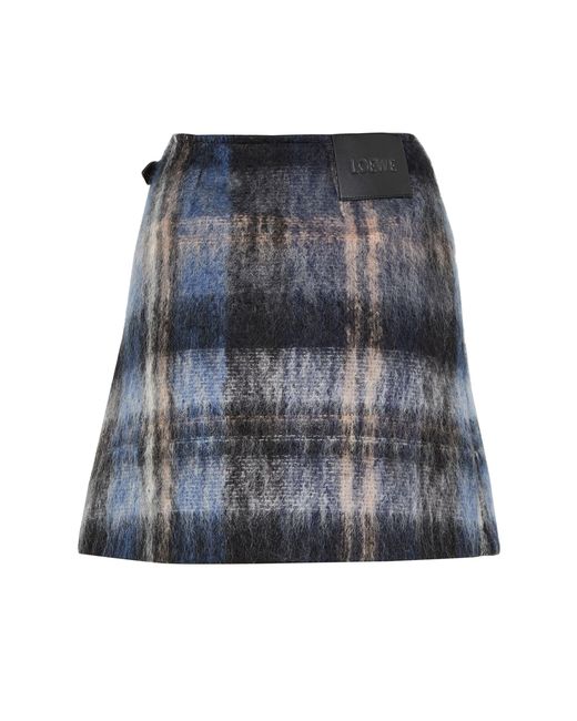 Loewe Gray Plaid Pattern Mini Skirt