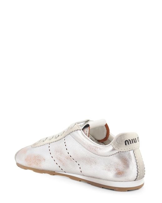 Miu Miu White Lace-Up Sneakers