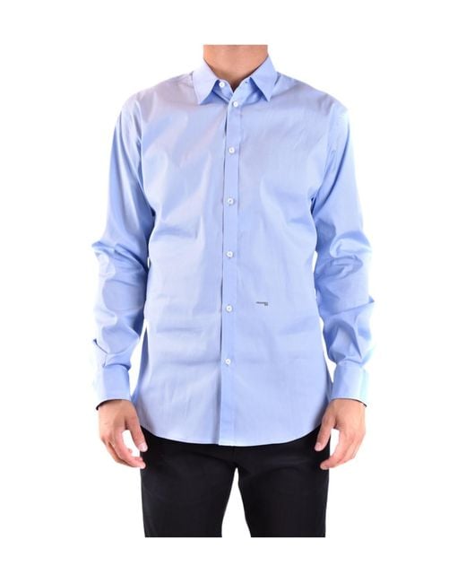 DSquared² Blue Logo Printed Long Sleeved Shirt for men