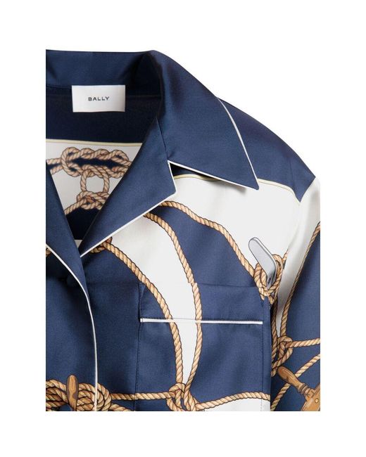 Bally Blue Graphic-Printed Button-Up Shirt