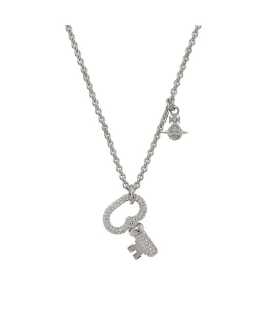 Vivienne Westwood White Ovidia Key Pendant Necklace