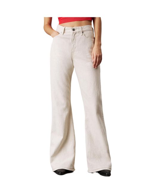 Calvin Klein Natural Relaxed Flared Linen Blend Jeans